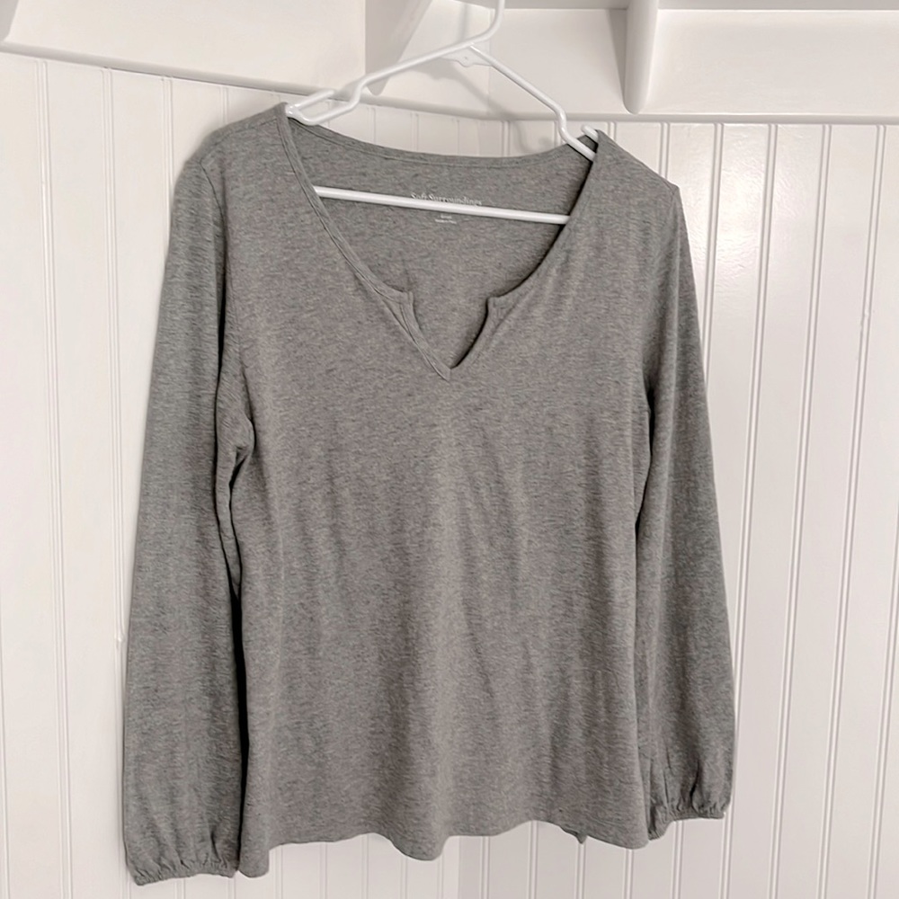 Soft Surroundings Long Sleeve Gray Heather Lightweight Shirt NWOT
